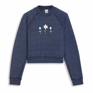 RE/DONE cropped embroidered crewneck sweatshirt